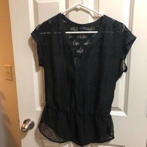 Size XS Limited Sheer Peplum Top - Black